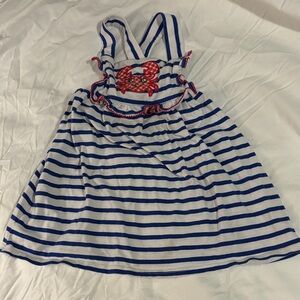 Classic Whimsy Striped Blue and White Kids Casual Dress